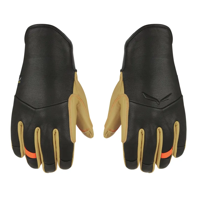 Salewa Ortles Merino Leather Gloves Mens in Black Out - XLarge