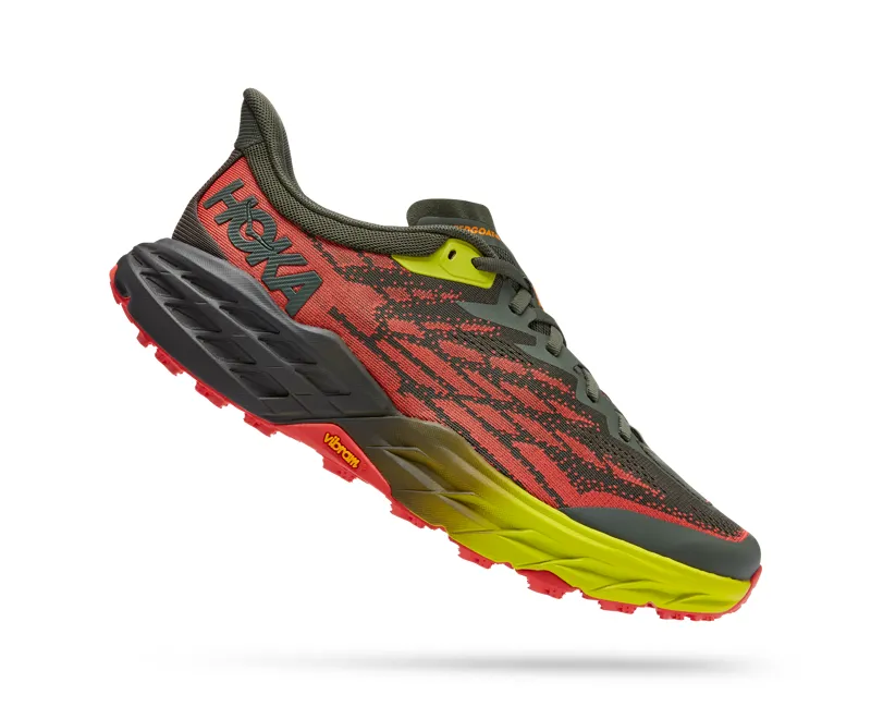 Hoka Speedgoat 5 Trail Running Shoes Mens in Thyme/Fiesta-1