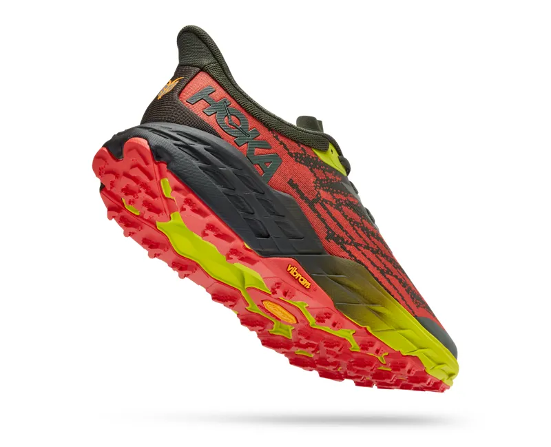 Hoka Speedgoat 5 Trail Running Shoes Mens in Thyme/Fiesta-2
