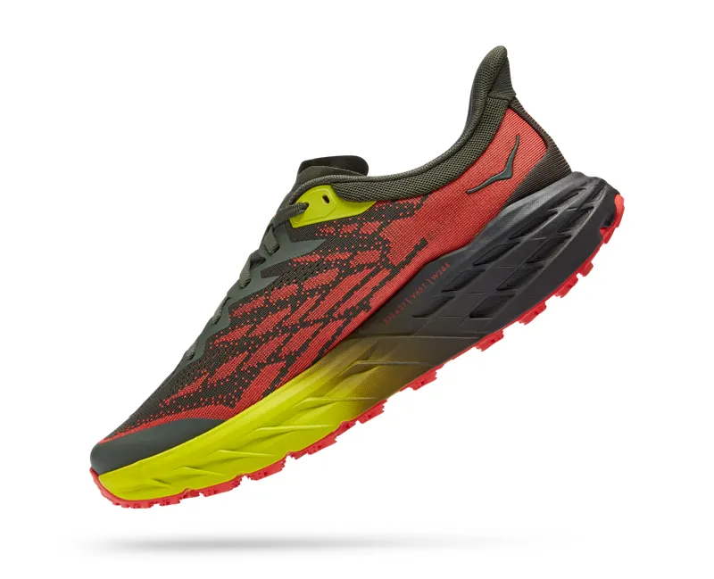 Hoka Speedgoat 5 Trail Running Shoes Mens in Thyme/Fiesta-3