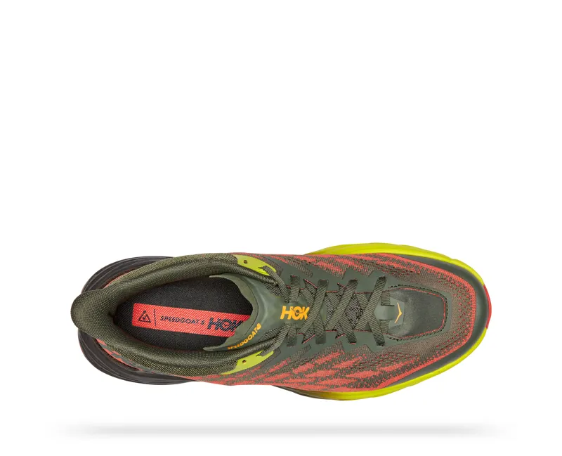 Hoka Speedgoat 5 Trail Running Shoes Mens in Thyme/Fiesta-4