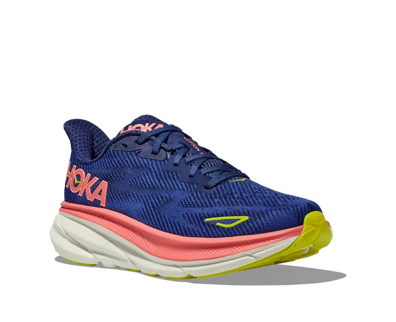 Hoka Clifton 9 Womens in Evening Sky/Coral-5