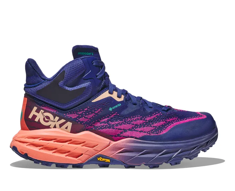 Hoka Speedgoat 5 Mid GTX Womens in Bellwether Blue/Camellia