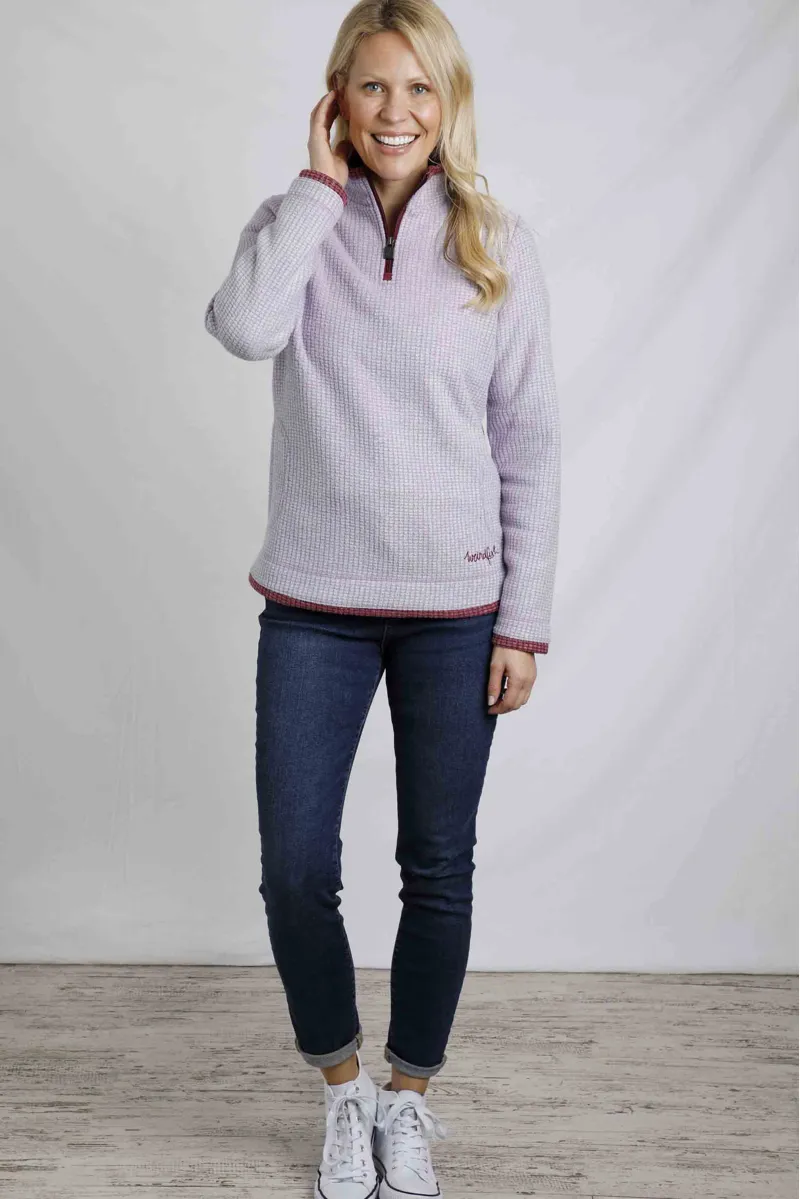 Weird Fish Beyonce Eco 1/4 Zip Grid Fleece Womens in Heather-4