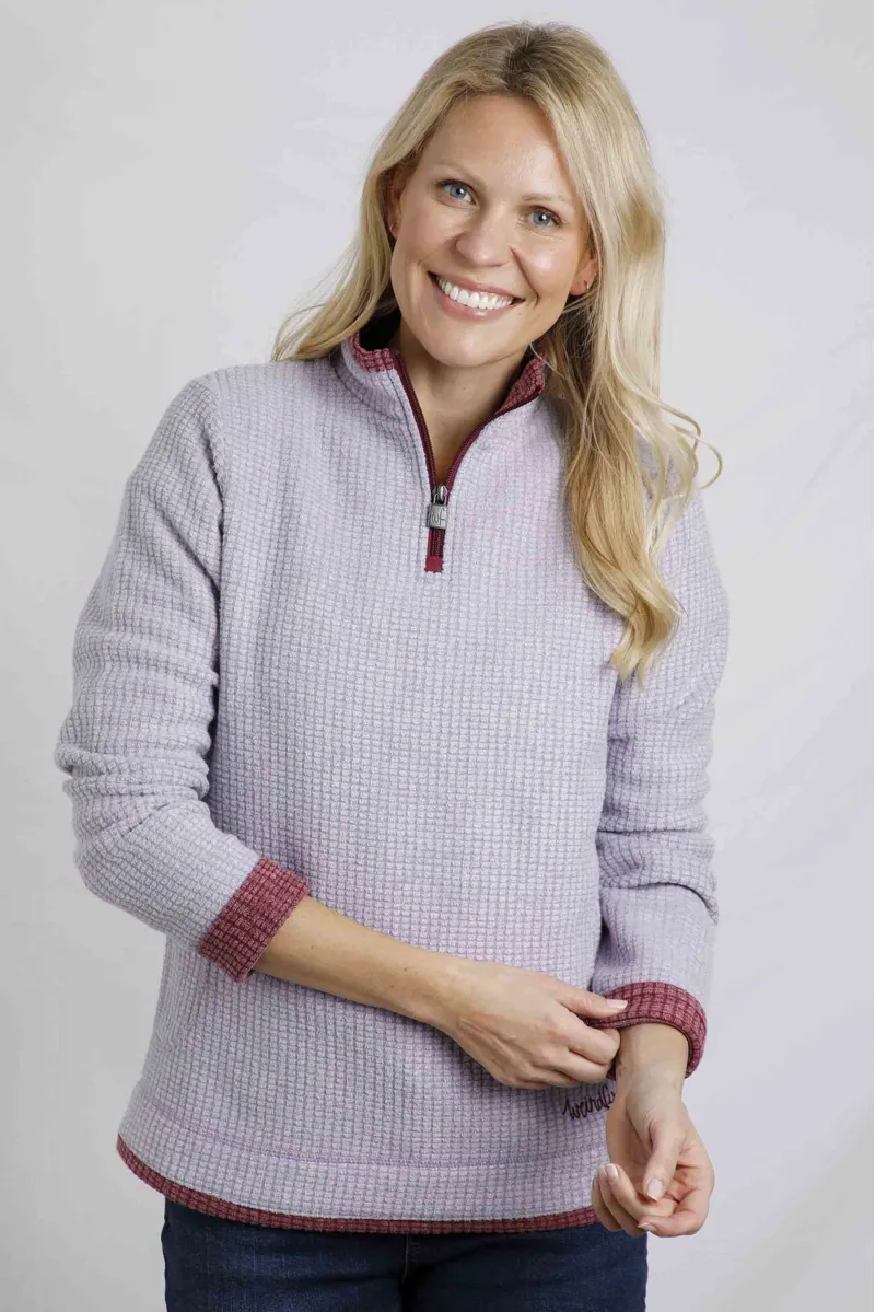 Weird Fish Beyonce Eco 1/4 Zip Grid Fleece Womens in Heather-5