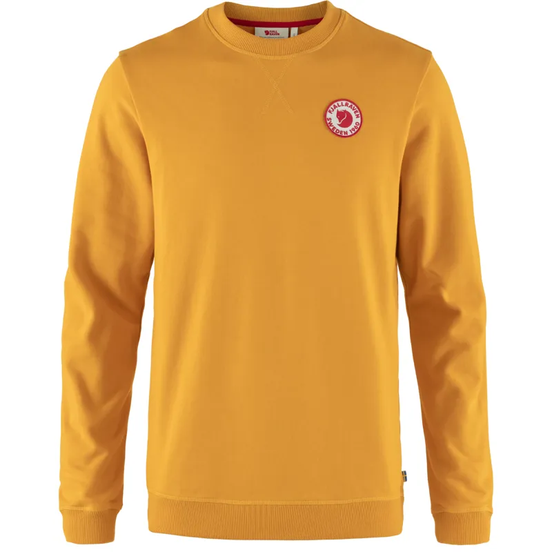 Fjallraven 1960 Logo Badge Sweater Mens in Mustard Yellow