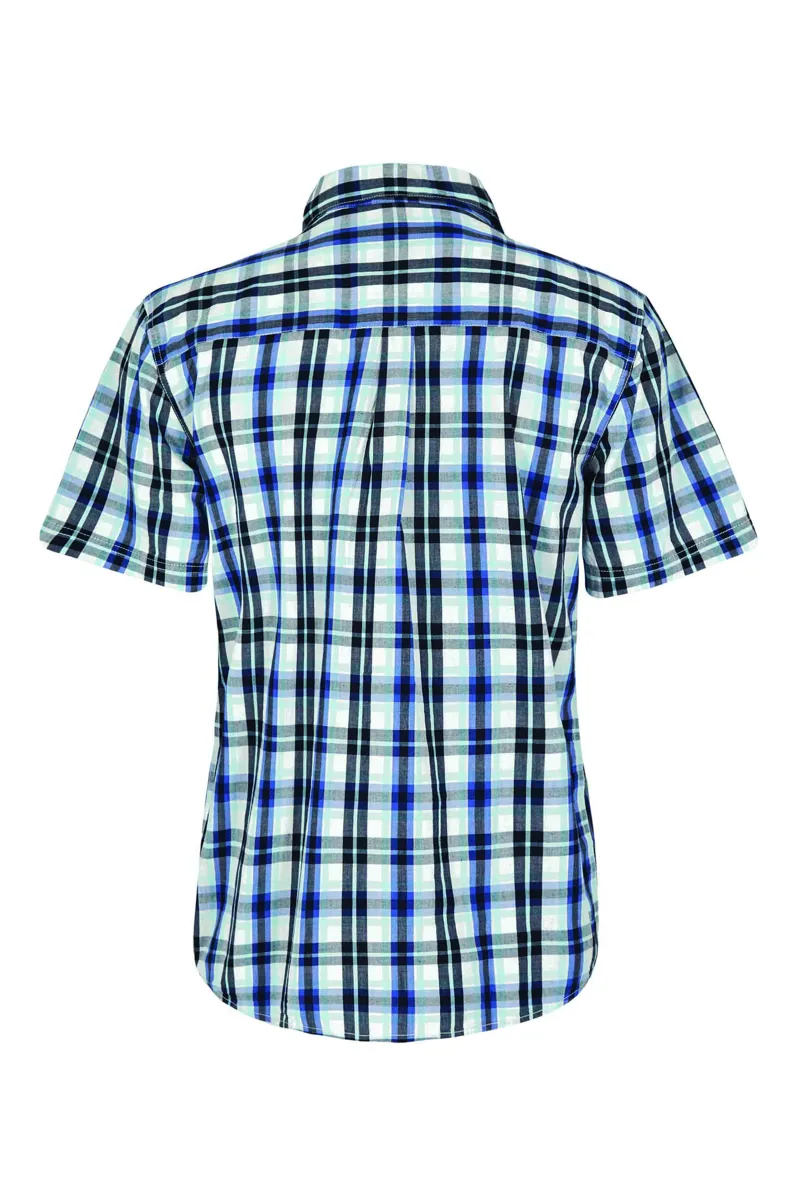 Weird Fish Judd Short Sleeve Check Shirt in Blue Surf-1