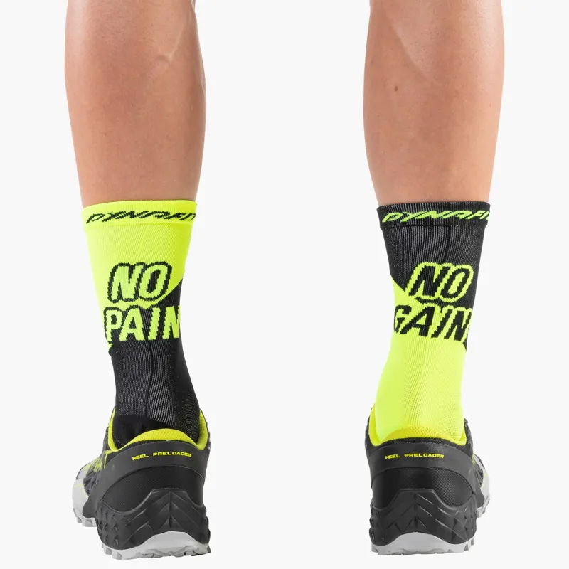 Dynafit No Pain No Gain Socks Unisex in Neon Yellow Black Out-2
