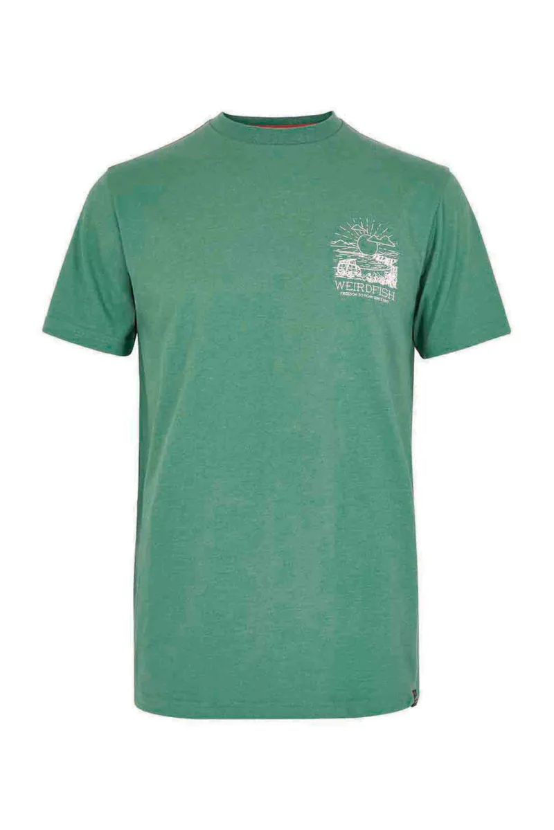 Weird Fish Roamer Eco Graphic Tee Mens in Dark Jade