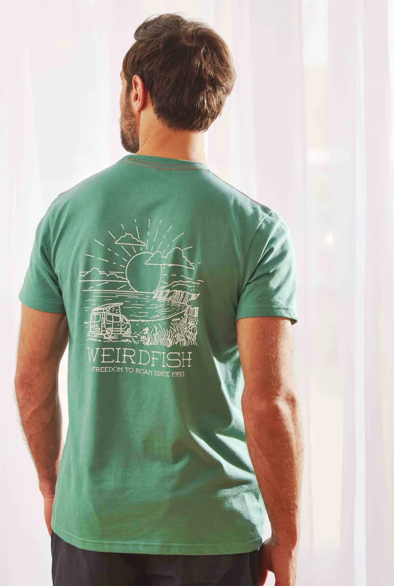 Weird Fish Roamer Eco Graphic Tee Mens in Dark Jade-3