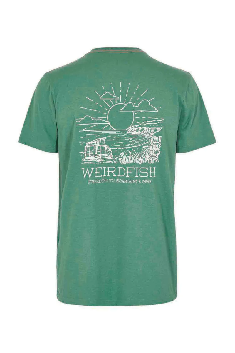 Weird Fish Roamer Eco Graphic Tee Mens in Dark Jade-1