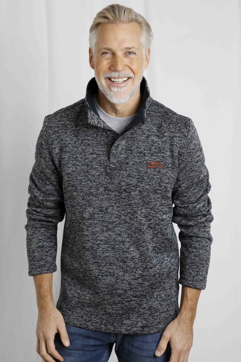 Weird Fish Seataller Recycled Fake Knit Rib Fleece Mens in Dark Grey-2