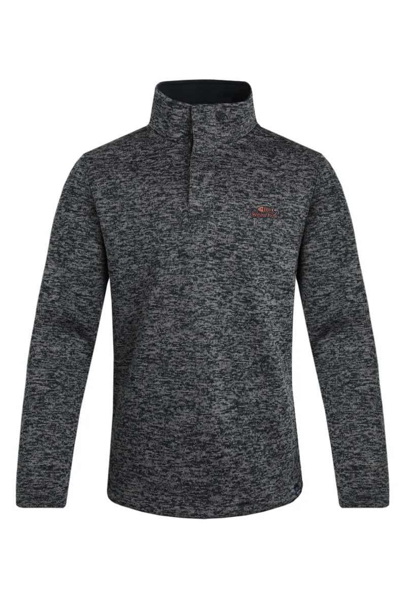 Weird Fish Seataller Recycled Fake Knit Rib Fleece Mens in Dark Grey