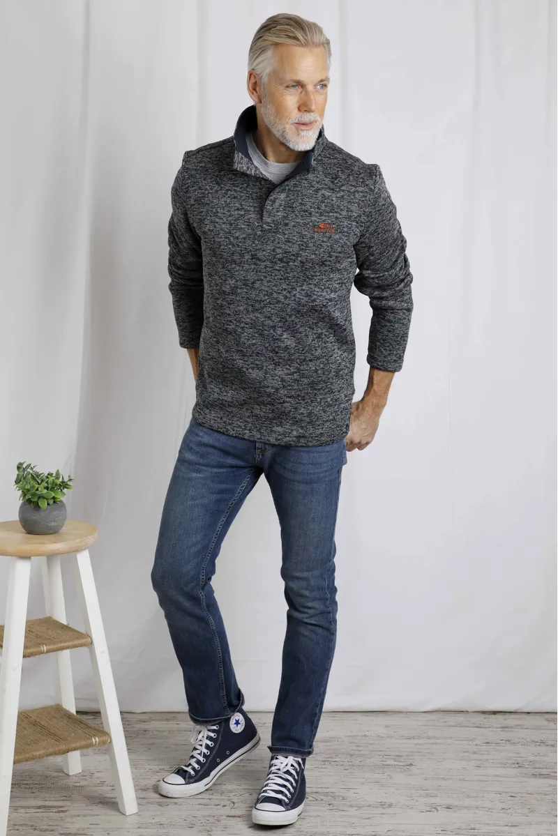 Weird Fish Seataller Recycled Fake Knit Rib Fleece Mens in Dark Grey-4