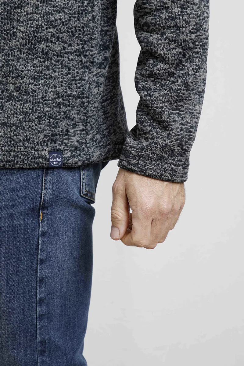 Weird Fish Seataller Recycled Fake Knit Rib Fleece Mens in Dark Grey-5