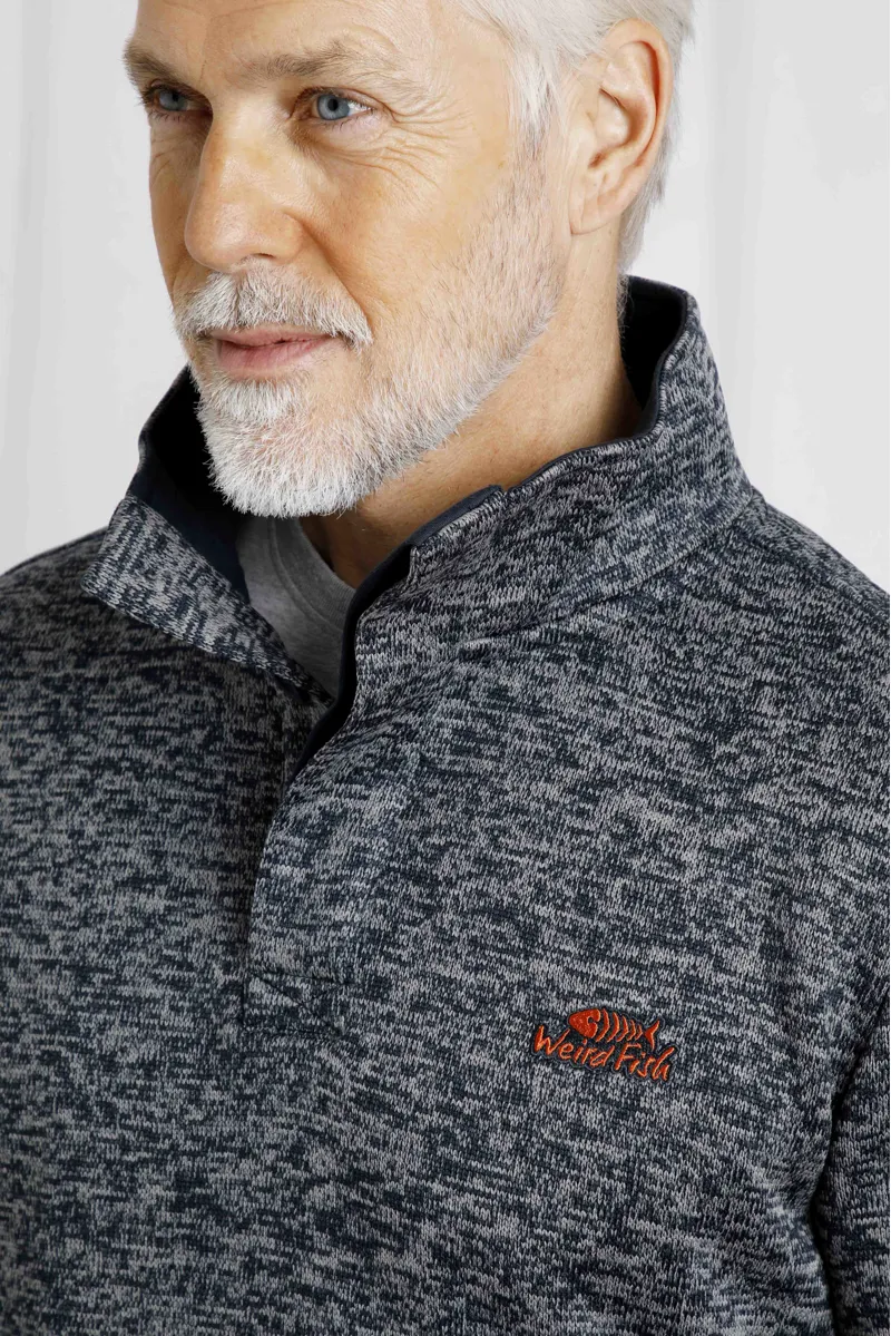 Weird Fish Seataller Recycled Fake Knit Rib Fleece Mens in Dark Grey-6