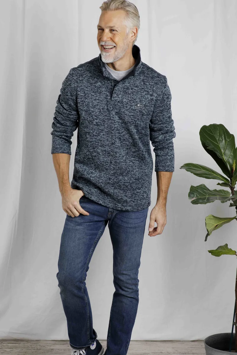 Weird Fish Seataller Recycled Fake Knit Rib Fleece Mens in Navy-2