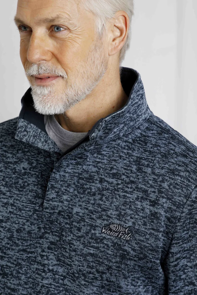 Weird Fish Seataller Recycled Fake Knit Rib Fleece Mens in Navy-6