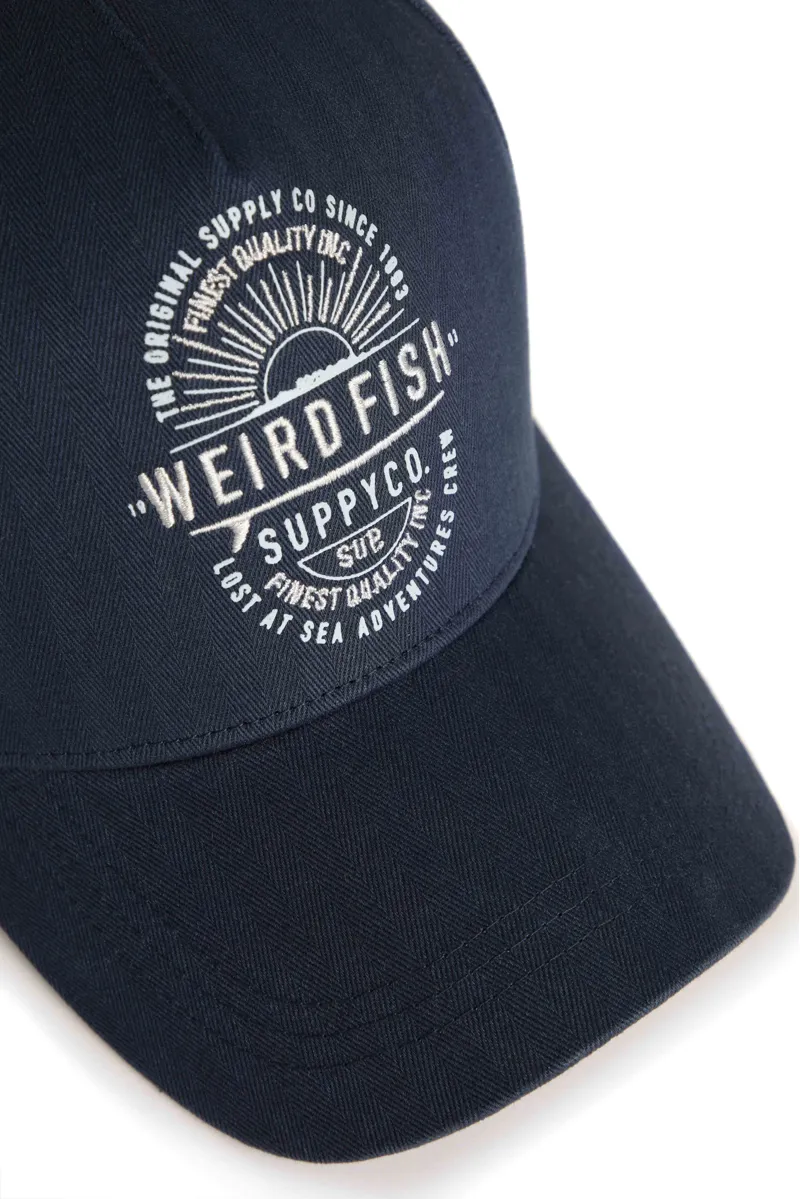 Weird Fish Hartstop Washed Graphic Cap in Navy-2