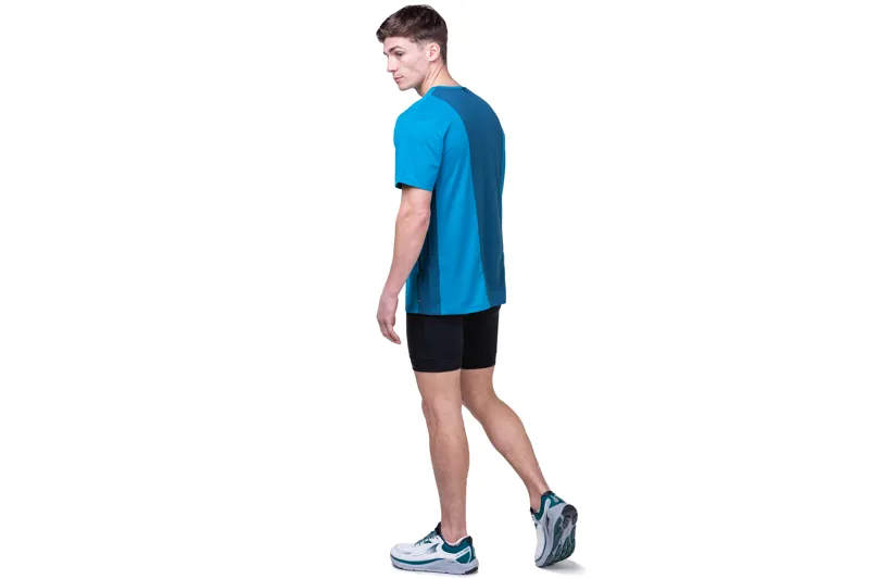 Ronhill Tech 1/2 Zip Short Sleeve Tee Mens in Petrol/Fluo Orange-4