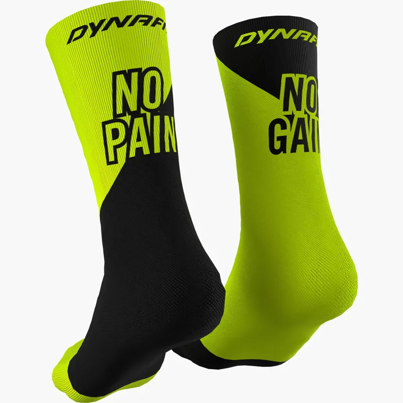Dynafit No Pain No Gain Socks Unisex in Neon Yellow Black Out-1