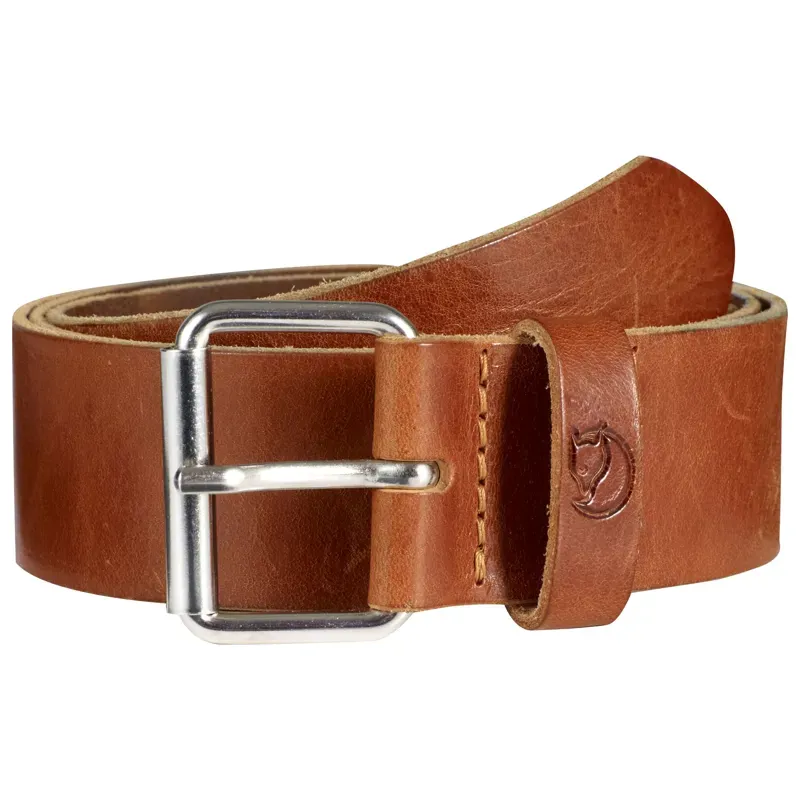 Fjallraven Singi Unisex Leather Belt 4cm in Leather Cognac