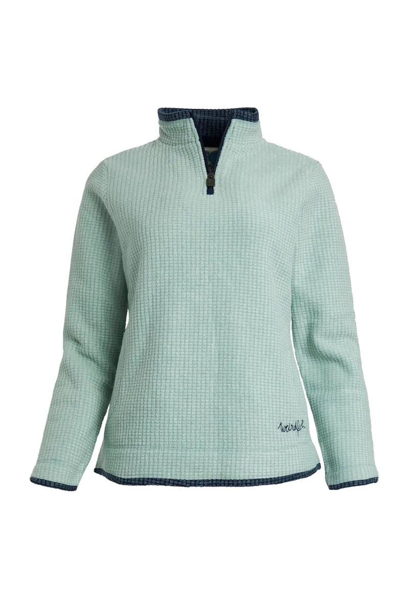 Weird Fish Beyonce Eco Recycled 1/4 Zip Grid Fleece Womens in Lily Pad