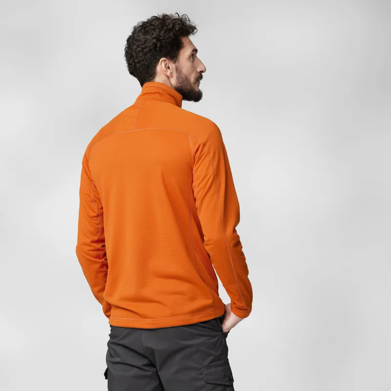 Fjallraven Abisko Lite Fleece Half Zip Mens in Flame Orange-3