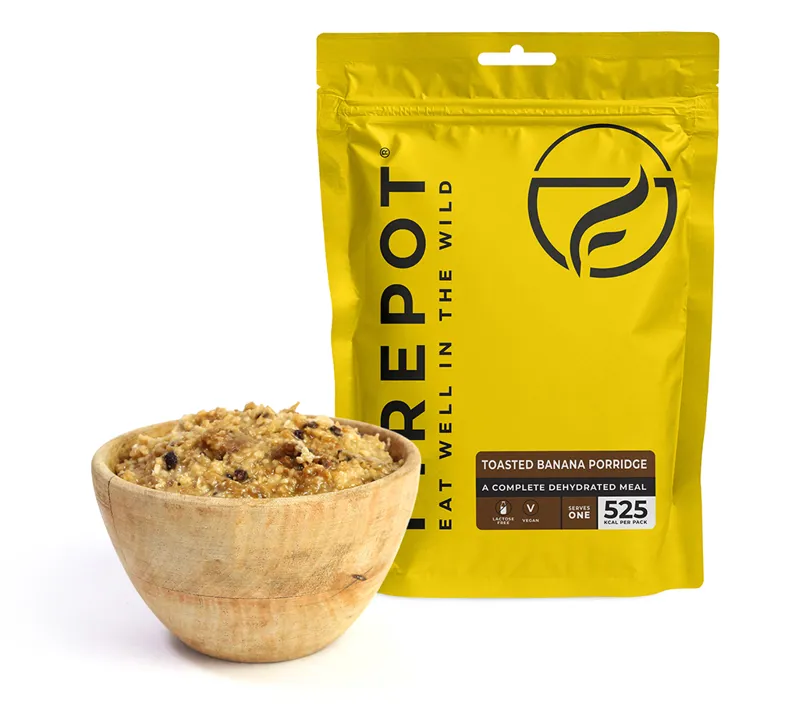 Firepot Food Toasted Banana Porridge Dehydrated Meal in Yellow