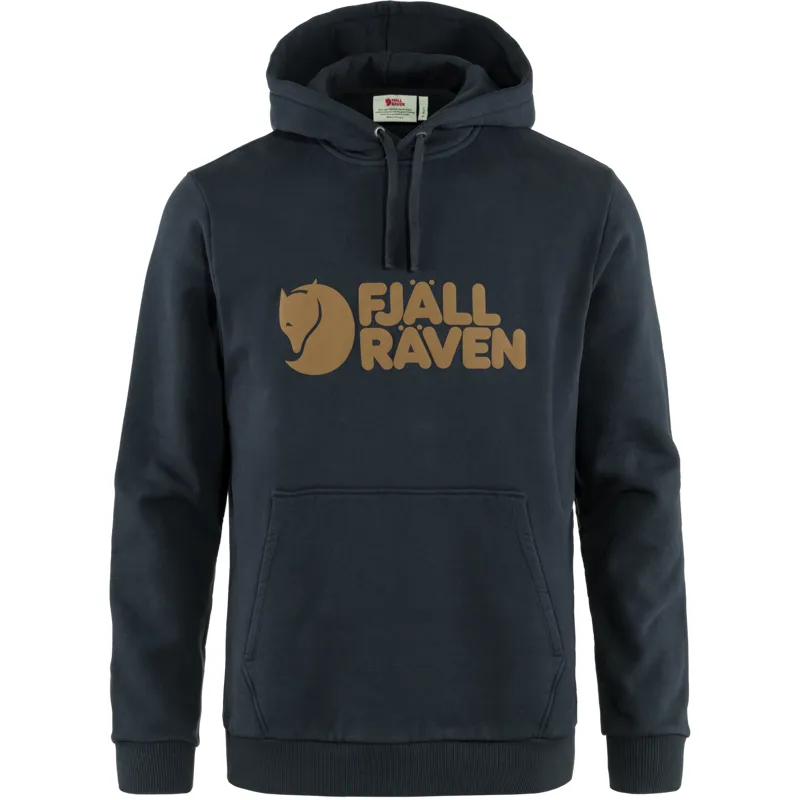 Fjallraven Logo Hoodie Mens in Dark Navy