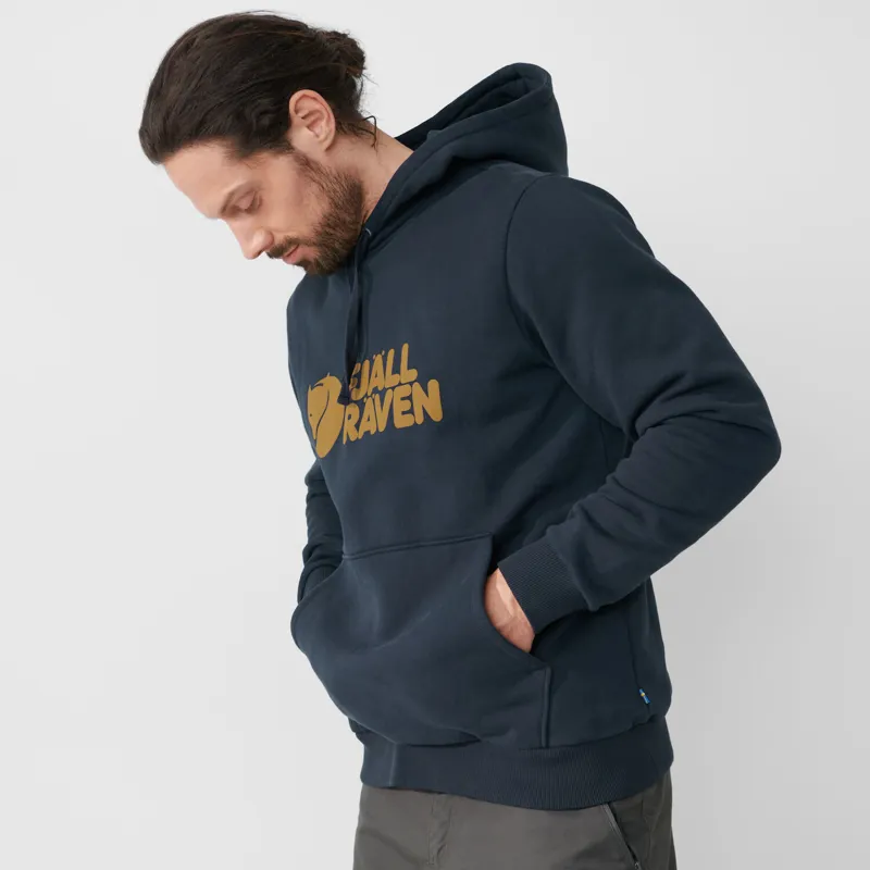 Fjallraven Logo Hoodie Mens in Palm Green-4