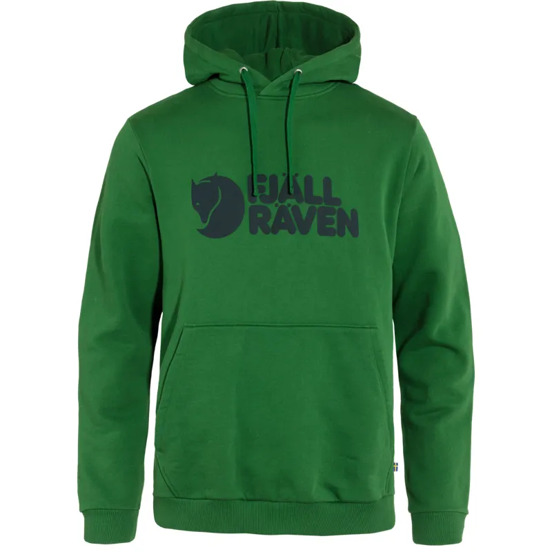 Fjallraven Logo Hoodie Mens in Palm Green