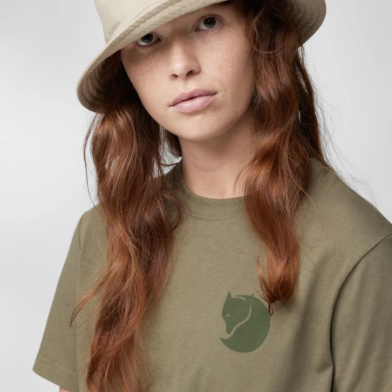 Fjallraven Fox Boxy Logo Tee Womens in Misty Green-3