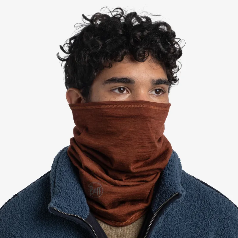 Buff Merino Lightweight Neckwear in Solid Sienna-2