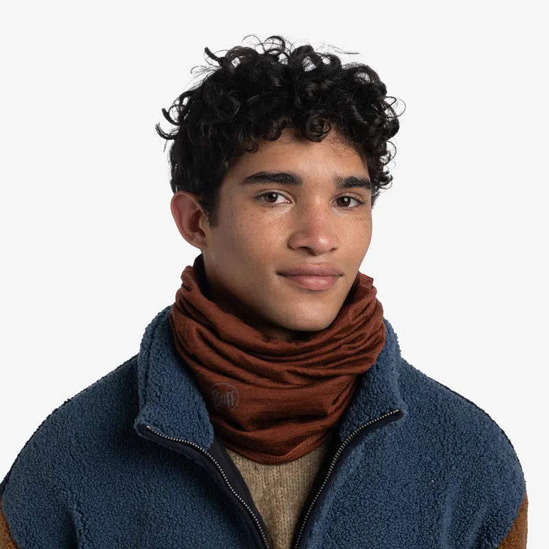 Buff Merino Lightweight Neckwear in Solid Sienna-1