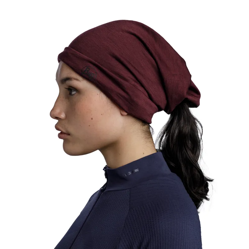 Buff Merino Lightweight Neckwear in Solid Garnet-5