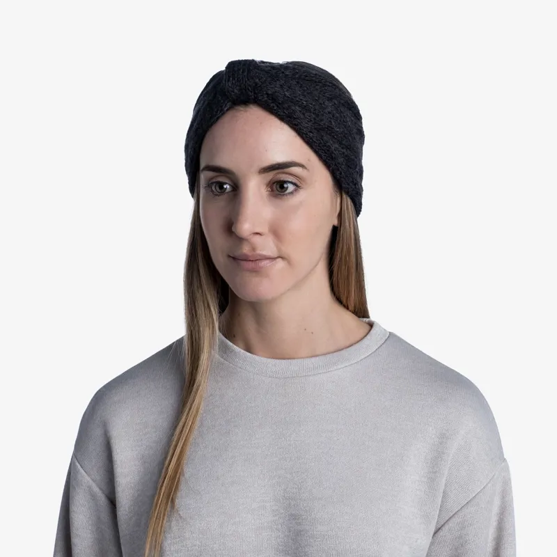 Buff Knitted Headband in Caryn Graphite-1