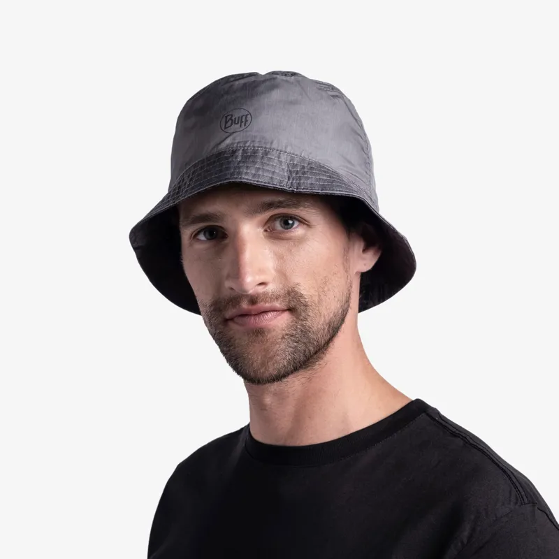 Buff Travel Bucket Hat in Gline Black-Grey Reversible UPF 50+-3