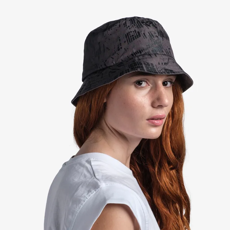 Buff Travel Bucket Hat in Gline Black-Grey Reversible UPF 50+-4