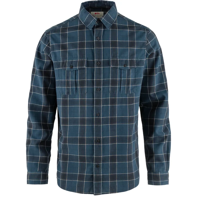 Fjallraven Ovik Travel Shirt Long Sleeve Mens in Indigo Blue