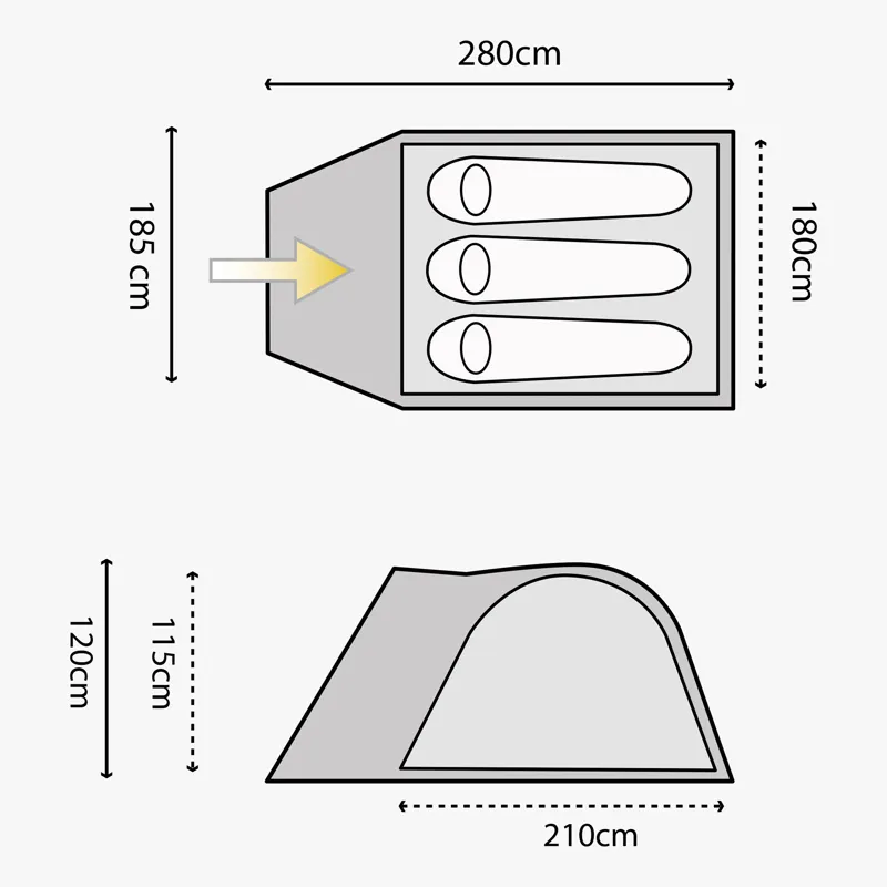 Highlander Juniper 3 Man Dome Tent in Blue-1