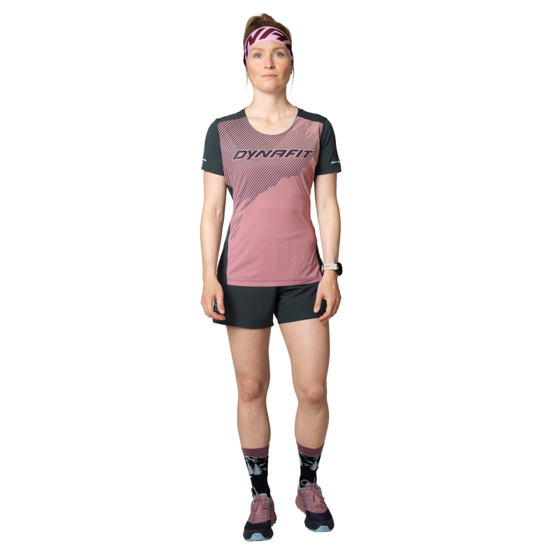 Dynafit Alpine 2 Short Sleeve Tee Womens in Mokarosa-1