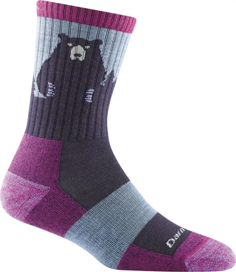 Darn Tough Bear Town Lightweight Cushioned Women's Crew Socks in Purple