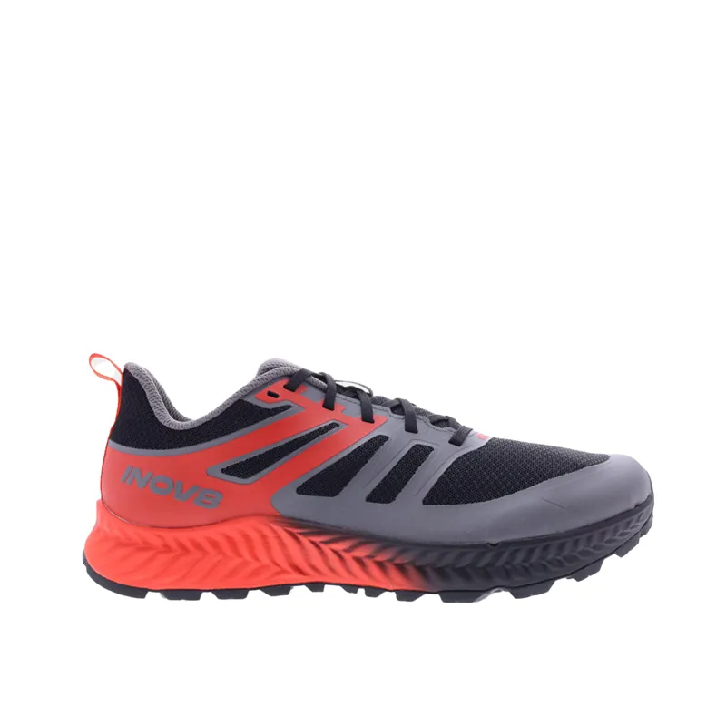 Inov8 TrailFly Mens in Black Fiery Red and Dark Grey