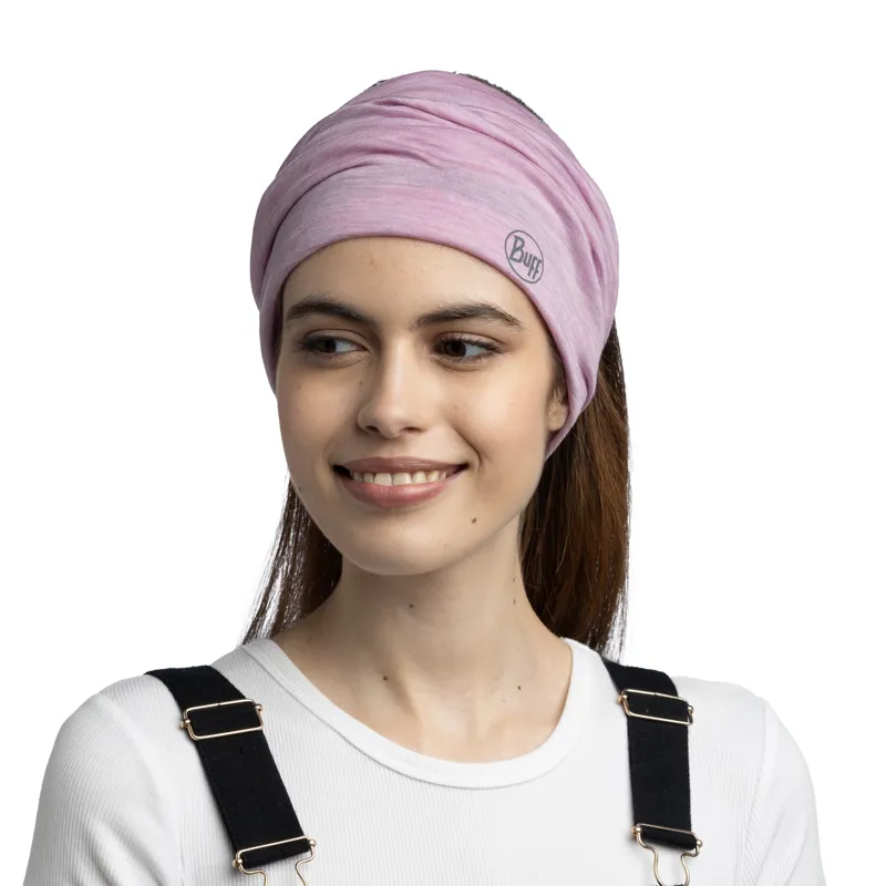 Buff Lightweight Merino Wool Multifunctional Headwear in Solid Pansy-3