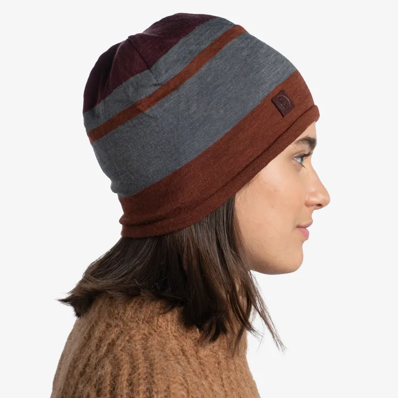Buff Merino Move Beanie in Mahogany-2