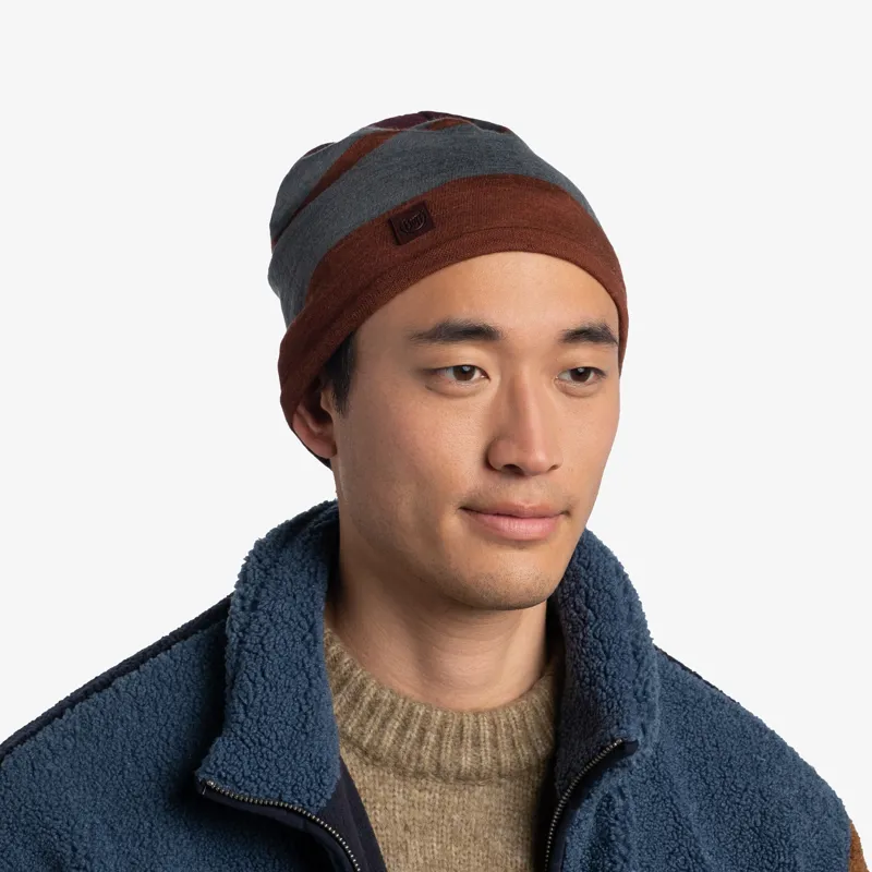 Buff Merino Move Beanie in Mahogany-1