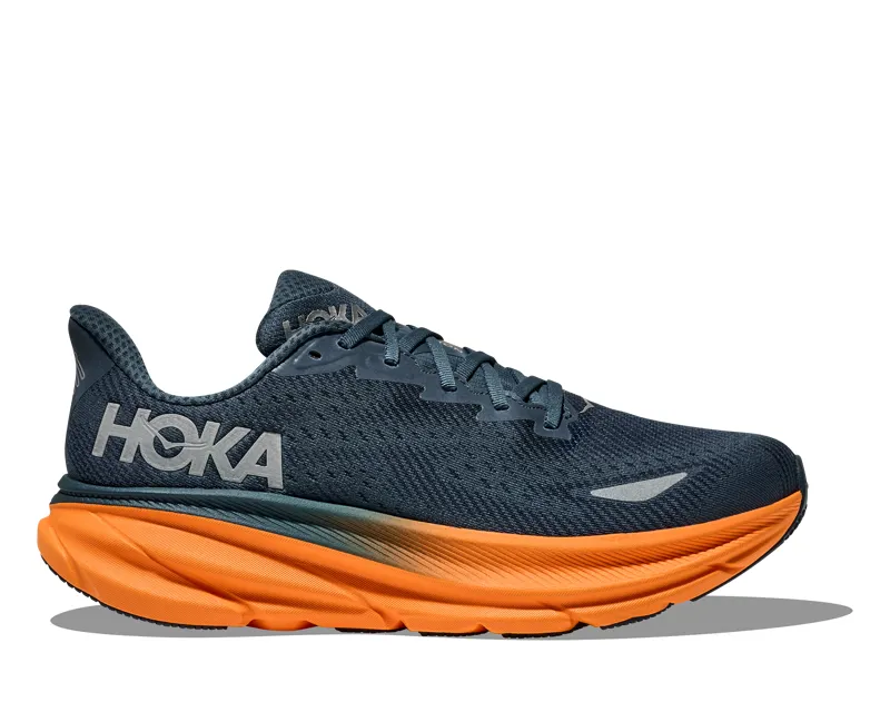 Hoka Clifton 9 GTX Mens in Stormy Skies/Orange Zest