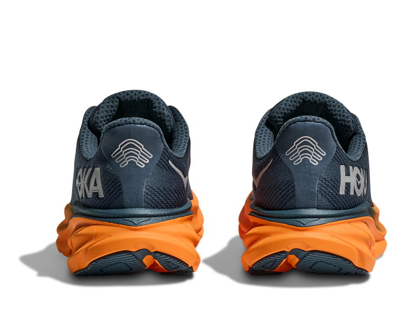 Hoka Clifton 9 GTX Mens in Stormy Skies/Orange Zest-5