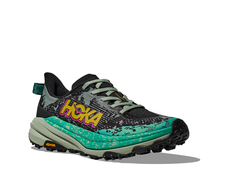 Hoka Speedgoat 6 Womens in Black/Aloe Vera-2